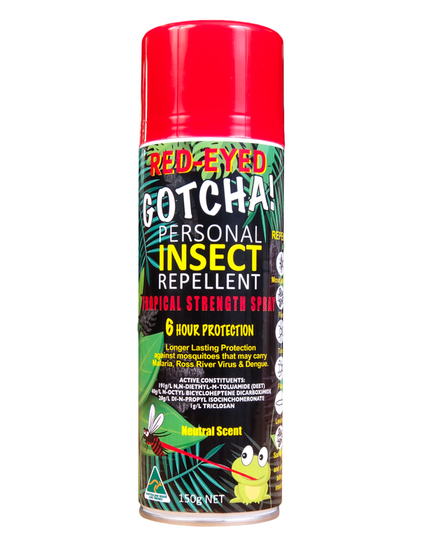 Red Eyed Gotcha Personal Insect Repellent   150g Aerosol Spray