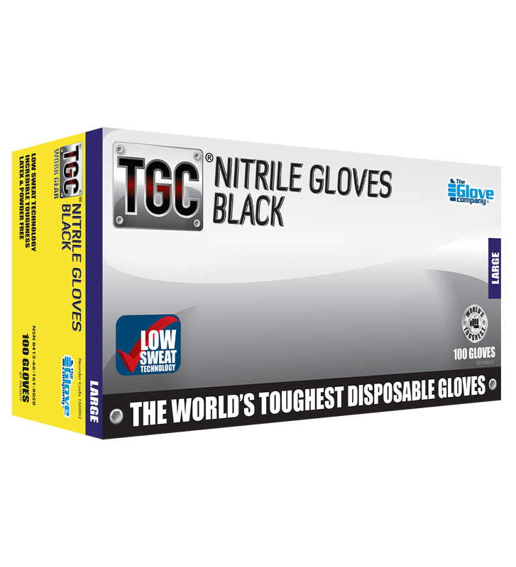 TGC Black Nitrile Disposable Gloves